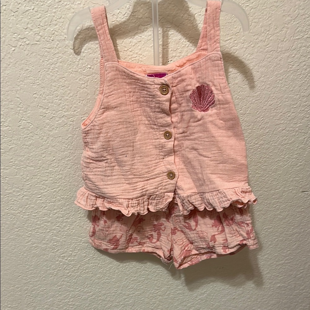 3/15$ Peach little mermaid ruffled set
